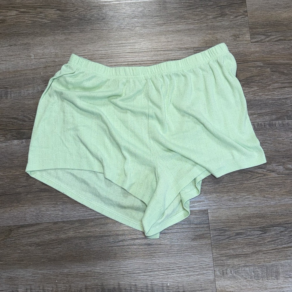 Colsie Brand Mint Green Ribbed Lounge Pajama Shorts Womens M Elastic Waistband